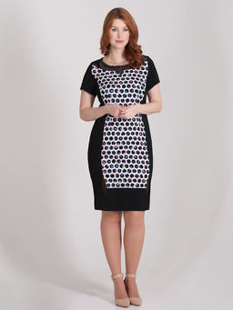 Платье женское в горох для работы повседневное прямое