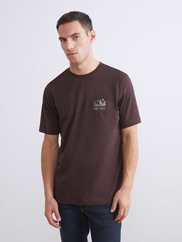 Bisiklet Yaka Bask?l? Penye Erkek Ti??rt