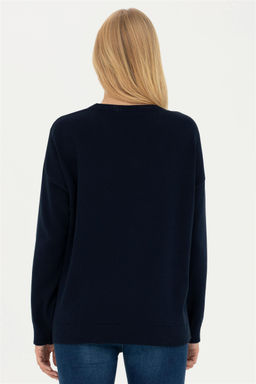 Женский темно-синий свитер с v-образным вырезом - U.s. polo assn фото 12