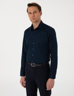 Lacivert Regular Fit Uzun Kollu Basic G_mlek