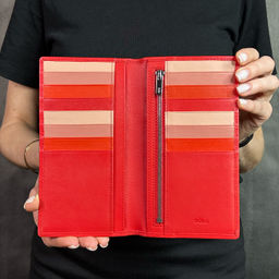 Итальянское кожаное портмоне DuDu серии Vulcano | огненно-красный - Dudubags фото 4