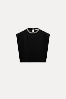 PLAIN KNIT TOP WITH RHINESTONE BEADS - Zara фото 6