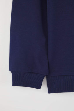Lacivert Pamuklu Duz/Basic Dik Yaka Regular Orme Erkek Cocuk Sweatshirt TKDAW26SW00008 - Trendyolmilla фото 3