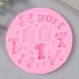 Молд силиконовый «Пёсики и будки» 1 × 8,8 × 8,8 см