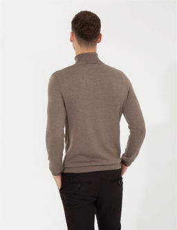 Vizon Melanj Slim Fit Bal_k__ Yaka Basic Triko Kazak