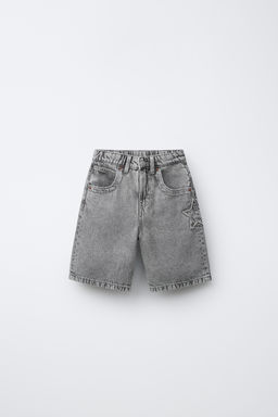 BERMUDA DENIM ESTRELLA Y TEXTO / Gris medio - Zara фото 2