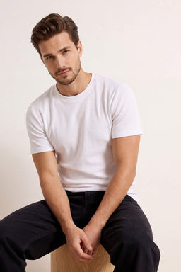 Siyah Regular/Normal Kesim Dokulu Kaskorse Basic T-Shirt TMNSS26TS00002 - Trendyolmilla фото 8