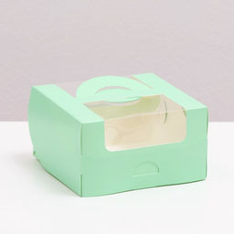 Цена за 5 шт. Коробка под бенто - торт с окном, мятный, 14?14?8 см