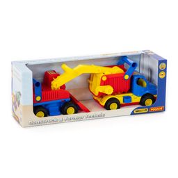 КонсТрак, автомобиль-самосвал + КонсТрак, экскаватор колёсный (в коробке)