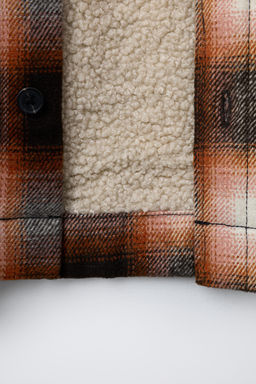 CHECK OVERSHIRT WITH FAUX SHEARLING LINING - Zara фото 4