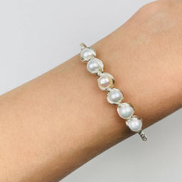 Браслет регулируемый с речным Жемчугом от 16 см