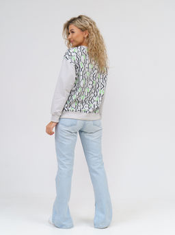 892 Свитшот "Светло-серый/буквы/зеленый"