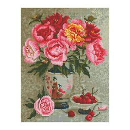 Алмазная мозаика 30*40см "Пионы и вишня" 29цв. (АМП3040_47519, "ТРИ СОВЫ") полное заполнение