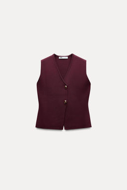 PLAIN KNIT TOP WITH GOLD BUTTON - Zara фото 5