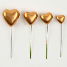 Топперы для торта «Сердечки», 12 см, золотой