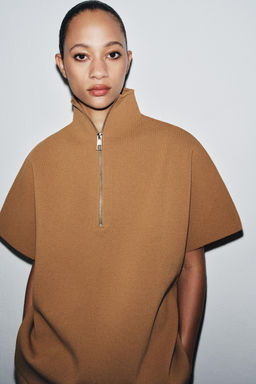 ZIPPERED KNIT CAPE TOP - Zara фото 3