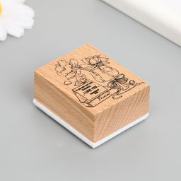 Печать дерево, резина «Цветы в бокале», 5×4×2.5 см