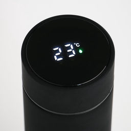 Термос Мастер К Basic, 500 мл, с ситечком, с датчиком температуры, сохраняет тепло 10 ч, нержавеющая сталь, чёрный