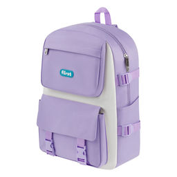 Рюкзак F?rst "Lilac and white" + сумка-шопер, пенал косметичка, пенал мягкий, мешочек на шнурке (AB_KN67566) 40*28*12см, 1 отделение, 4 кармана, мягкая спинка