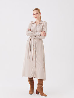 D?z Uzun Kollu Kad?n G?mlek Elbise