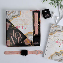 Подарочный набор: ежедневник, чехол для наушников и ремень для часов «Love», 20×22 см