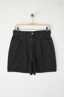 Trendyolmilla Mavi Yuksek Bel Pileli Denim Bermuda TWOSS25SR00179 фото 9