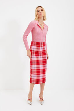 TRENDYOLMILLA Kahverengi Fitilli Polo Yaka Triko H?rka TWOAW20HI0070 фото 10