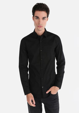 Мужская черная рубашка с длинным рукавом Super Slim Fit, рубашка с воротником Cl1041350