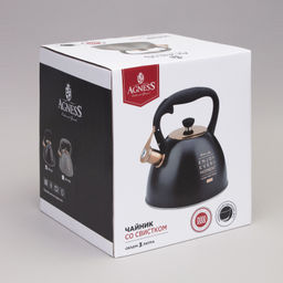 ЧАЙНИК AGNESS СО СВИСТКОМ, 3,0 Л ТЕРМОАККУМУЛИРУЮЩЕЕ ДНО, ИНДУКЦИЯ  фото 2