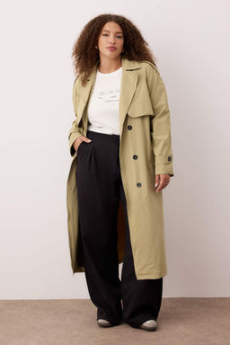Ac?k Haki Regular Buyuk Beden Trenckot TWOAW26BM00001 - Trendyolmilla фото 2