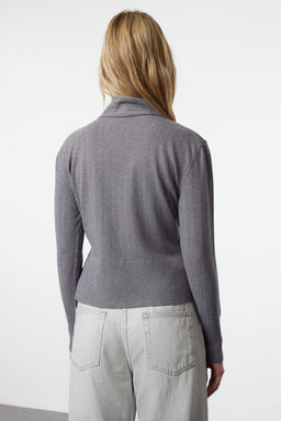 Antrasit Premium Iplik/Ozel Iplik Tas Islemeli Triko Kazak TWOAW25KZ00130 - Trendyolmilla фото 5