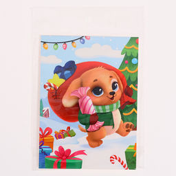 Цена за 2 шт. Аппликация стразами на новый год для детей «Щенок с подарками», А6, набор для творчества