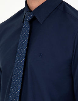 Lacivert Slim Fit Uzun Kollu Basic G_mlek