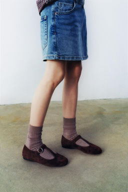 SUEDE T-BAR SHOES