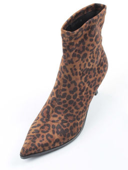 01-H26B-42PC BROWN LEOPARD Ботильоны демисезонные женские (велюр)