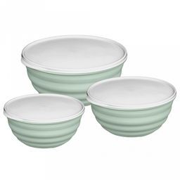 Миска пластмассовая "Latina" 1,1л, д16,6см, h8см, светло-зеленый, с крышкой (Россия)