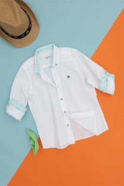 Мятная рубашка с длинным рукавом для мальчика