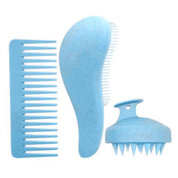 Kristaller Набор для волос: щетка-массажер для мытья головы, гребень, расческа-капля, голубой