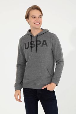 Мужская толстовка с капюшоном цвета антрацит меланж базовая - U.s. polo assn фото 3