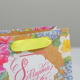 Пакет подарочный крафтовый горизонтальный, упаковка, «С 8 Марта», S 15 х 12 х 5.5 см