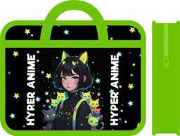 Папка на молнии с ручками А4 (ПМ-А4-25) "Hyperanime" тканевая окантовка