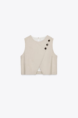 SHORT CROSSOVER LINEN BLEND TOP - Zara фото 4