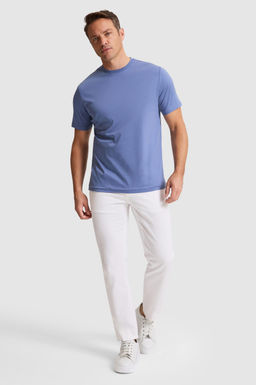 Erkek _ndigoRegular Fit Bisiklet Yaka Basic Ti__rt