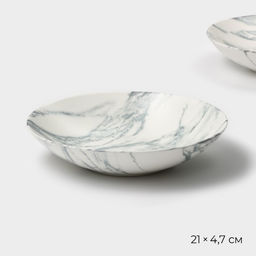 Тарелки глубокие Magistro Real Marble, 800 мл, 21×4.7 см, набор 2 шт., фарфор, белые