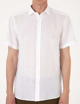 Beyaz %100 Keten Regular Fit K_sa Kollu G_mlek - Pierre cardin фото 6