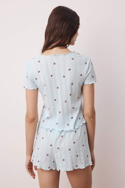 Trendyolmilla Beyaz %100 Pamuklu Cicekli Kurdele/Fiyonklu Fitilli Orme Pijama Tak?m? THMSS25PT00434  фото 4