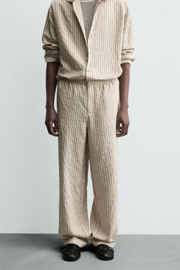 STRIPED WRINKLED-EFFECT FLOWING TROUSERS - Zara фото 2