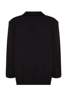 Siyah Dokuma Ekstra Oversize Blazer Ceket TWOAW24BC00107