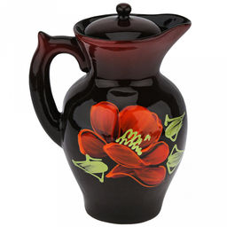 Кувшин керамический "Дачный" 1,4л, д13,5см, h22,5см, "Мак черный", с крышкой (Россия)