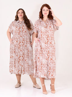 Платье из штапеля больших размеров - Almond фото 3